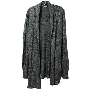Abound Medium Gray Heathered Slub Knit Open Front Cardigan Sweater O3